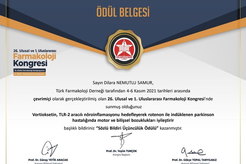 Sözlü Bildiri Üçüncülük Ödülü